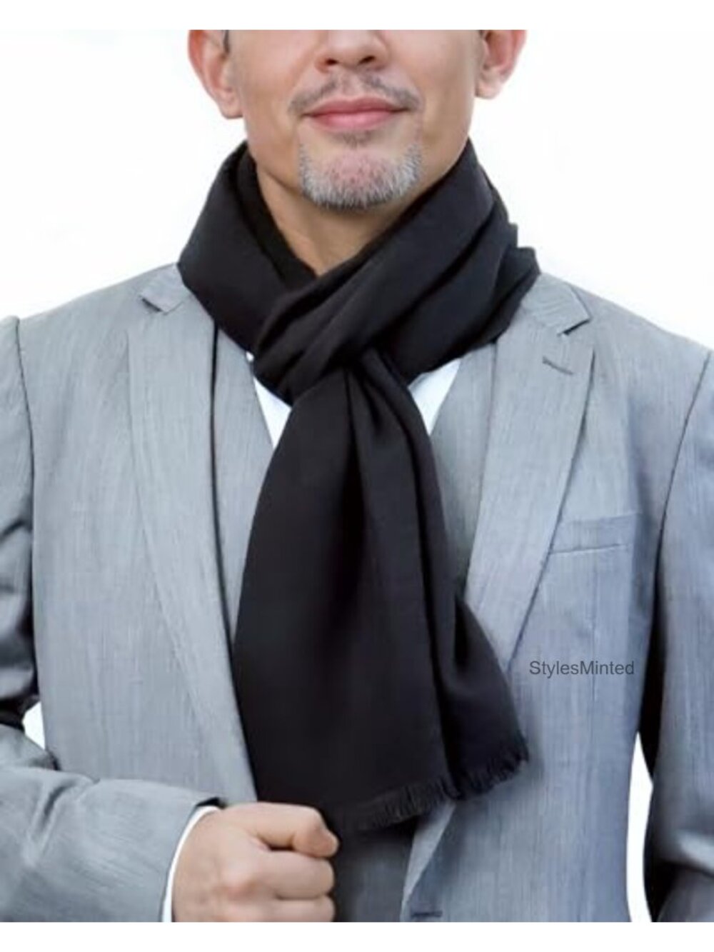 Mens Cashmere Feel Winter Scarf Long Tassels Fringes Plaid Tartan